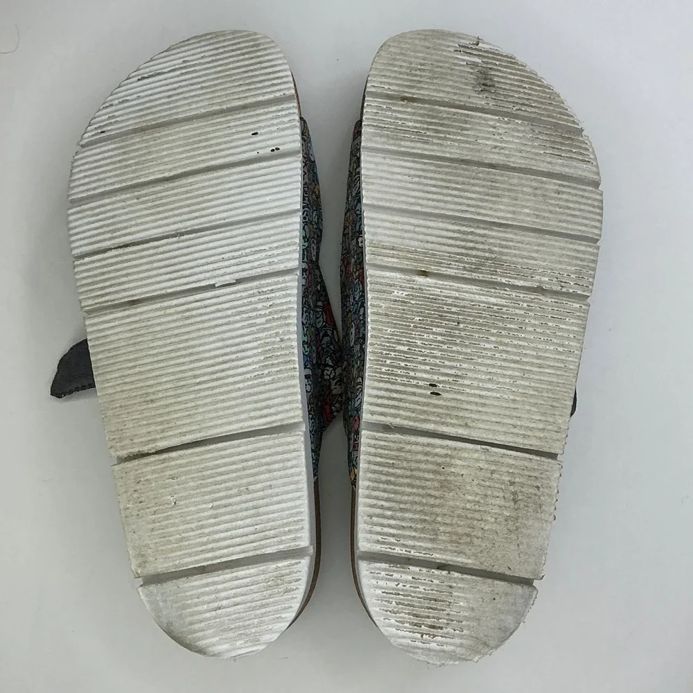 BOBS Skechers Multicolor Dog Print Slide Sandals Kids Size 7 Memory Foam Buckle